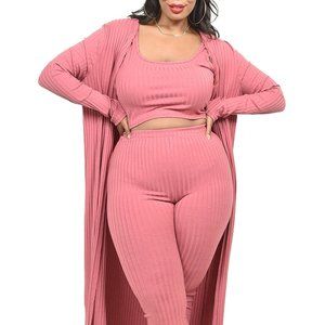 Solid Knitted 3 Piece Legging Set PLUS SIZE